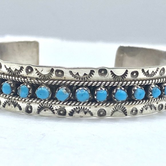 Zuni J Pukestine Native American Sterling Silver Turquoise...